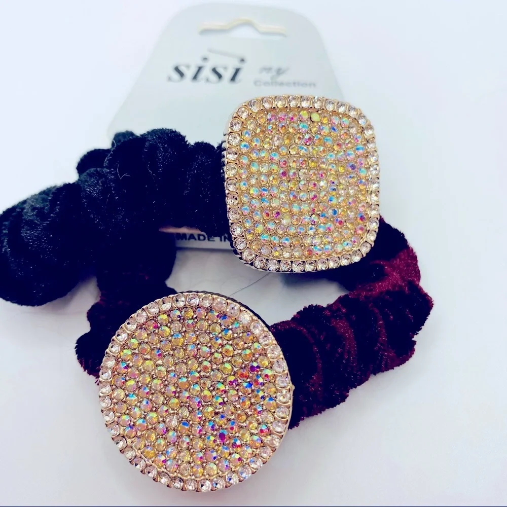 Hair Scrunchies Iridescent velvety Wine and Navy. Very Brilliant and Shi…